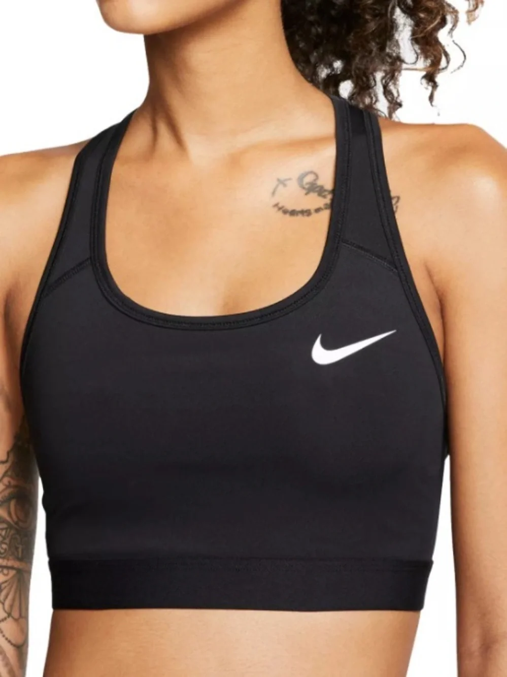 Nike Black Sports Bra with White Swoosh, S